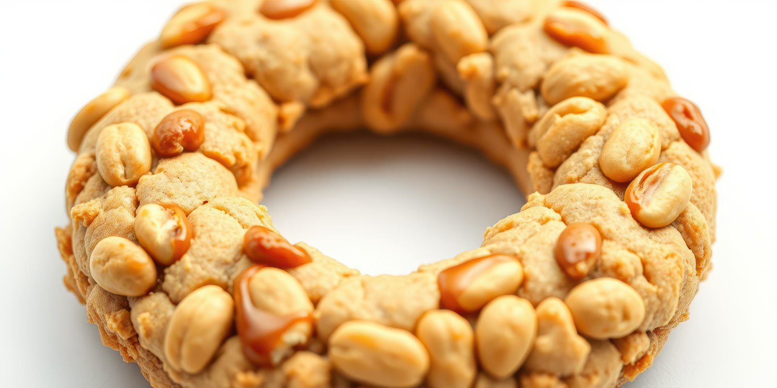 Delicious peanut butter ring shaped cookie with roasted peanuts on top